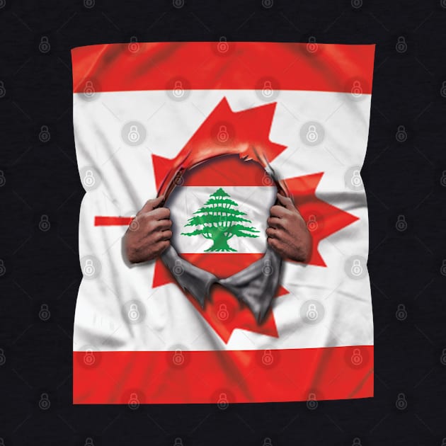 Lebanon Flag Canadian Flag Ripped - Gift for Lebanese From Lebanon by Country Flags
